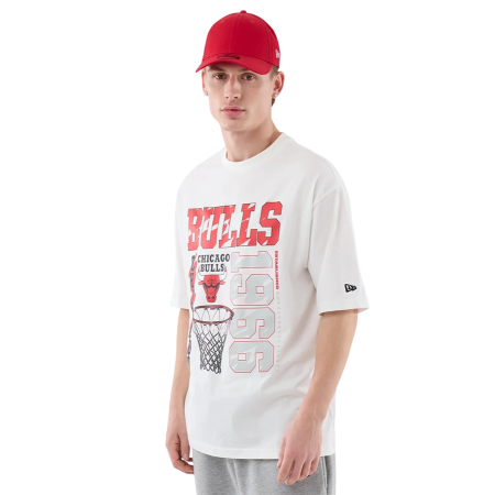 New Era NBA BB Chicago Bulls Script Graphic Oversized T-Shirt "White "