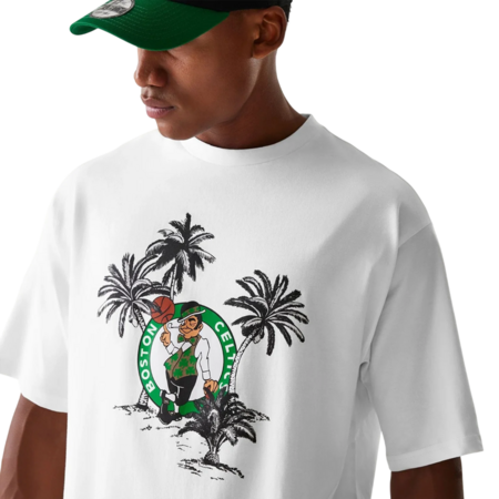 New Era NBA Boston Celtics Palm Tree Open Oversized T-Shirt