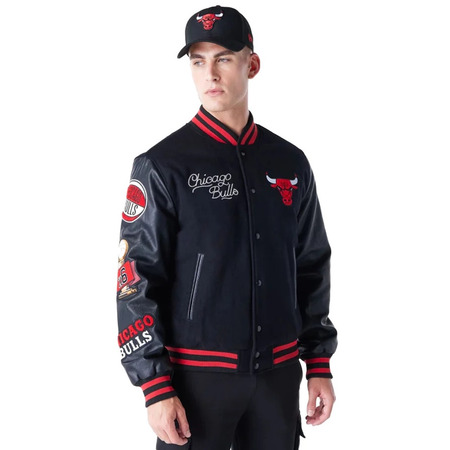 New era NBA Chicago Bulls Patch Varsity Jacket "Black"