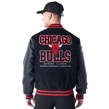 New era NBA Chicago Bulls Patch Varsity Jacket "Black"