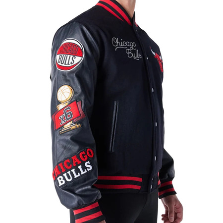 New era NBA Chicago Bulls Patch Varsity Jacket "Black"