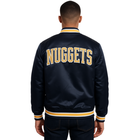 New Era NBA Denver Nuggets Embroidered Logo Bomber Jacket "Navy"