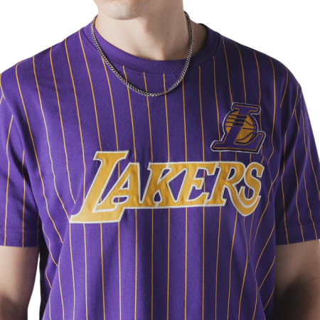 New Era NBA L.A Lakers Throwback H1 Pinstriped SS Tee