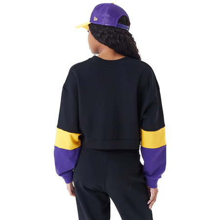 Neu Era NBA LA Lakers Damen Farbe Block Crop Crew Neck Sweatshirt