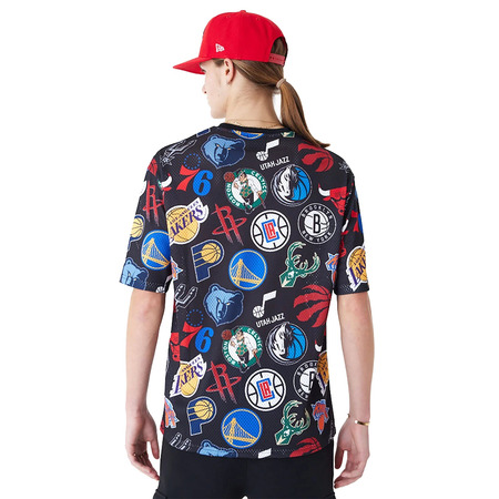 Neues Era NBA Logo Team Alle Over Print Mesh Oversized T-Shirt