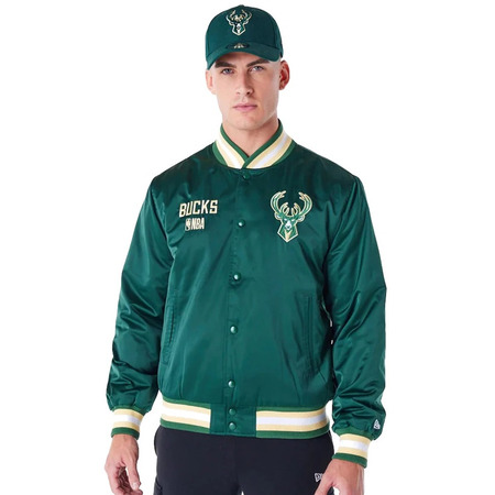 Neu Era NBA Milwaukee Bucks Satin Bomberjacke "Dark Green"