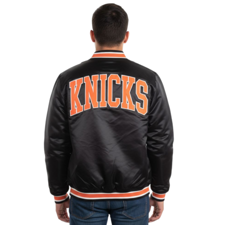 New Era NBA New York Knicks Embroidered Logo Bomber Jacket "Black"