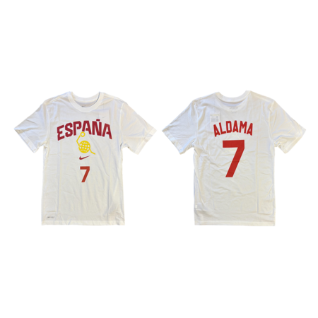 Nike Camiseta España Basket  # 7 ALDAMA # "White Gym Red"