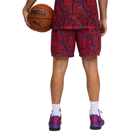 Puma Basketball Flagrant Foul AOP 6" Shorts "Candy Apple-AOP"