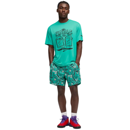 Puma Basketball Flagrant Foul AOP 6" Shorts "Vibrant Green-AOP"