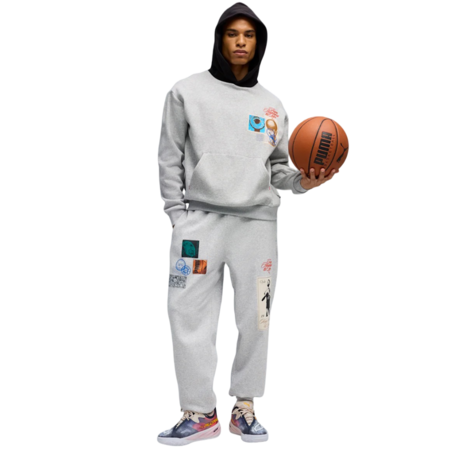 Puma Basketball Hooptopia Graphic Hoodie "Light Gray"