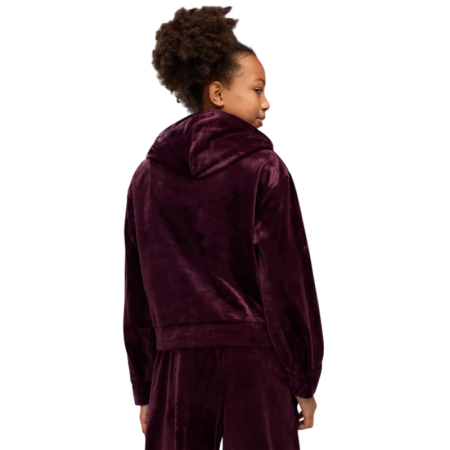 Puma ESS ELEVATED Velour Relaxed Short Length Hoodie "Ruby Noir"
