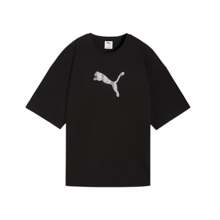 Puma ESS GRAPHICS LEO LUXE Bedazzled Oversized Tee "Black"