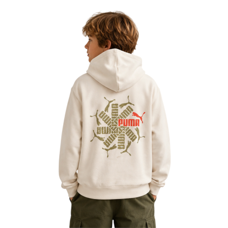 Puma ESS LOGO LAB Brand Back Graphic Hoodie FL B "Alpine Snow"