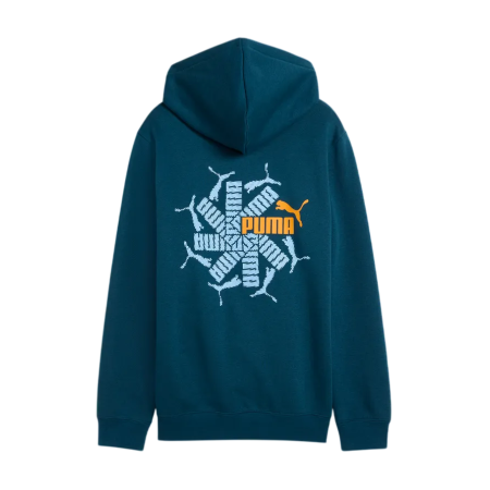 Puma ESS LOGO LAB Brand Back Graphic Hoodie FL B "Midnight Petrol"