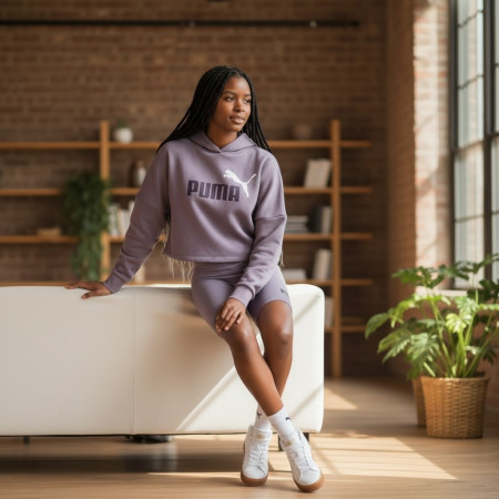 Puma Girls ESS Logo Cropped Hoodie G "Pale Plum"