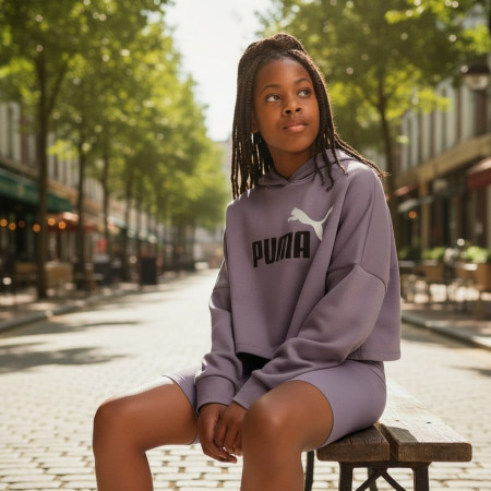 Puma Girls ESS Logo Cropped Hoodie G "Pale Plum"