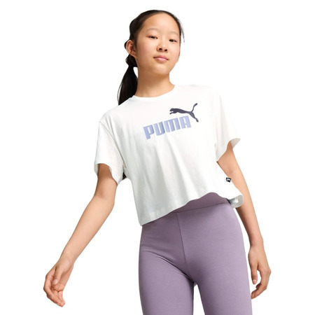Puma Mädchen Logo gekropft Tee "Weiß"