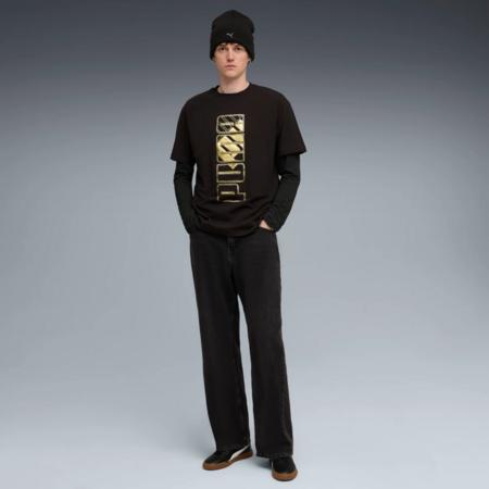 Puma MAXIMAL METALLIC Relaxed Tee " Black"