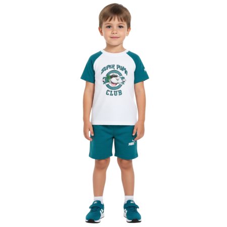 Puma SUPER PUMA Tee Short Set "White-Green"