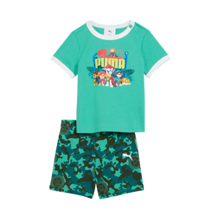 PUMA X PAW PATROL MINICATS Tee and Shorts "Vibrant Green"