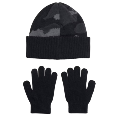 Under Armour Boys' Beanie and Gloves Set "Black-Camo"