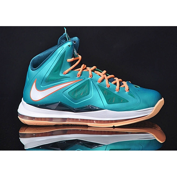 Lebron X "Dolphins" (302/turquoise/orange/white)