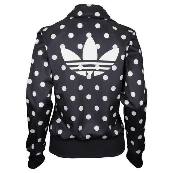 Original Damen Adidas Firebird TT AOP Dots Jacke (schwarz/weiß)