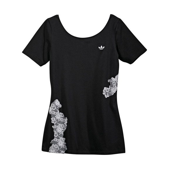 Adidas T-Shirt Flock Lace (schwarz/weiß)