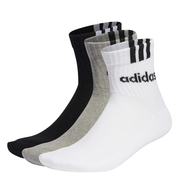 3-Streifen Linear Quarter Socken 3 Paare