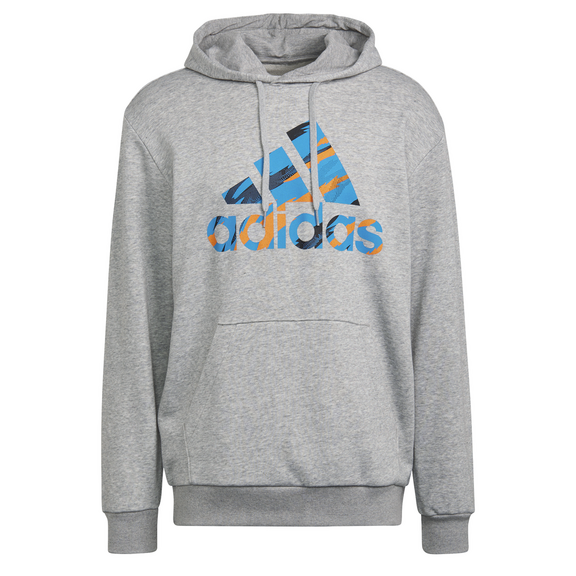 Adidas Essentials Fleece Camo-Print Hoodie "Medium Grey"