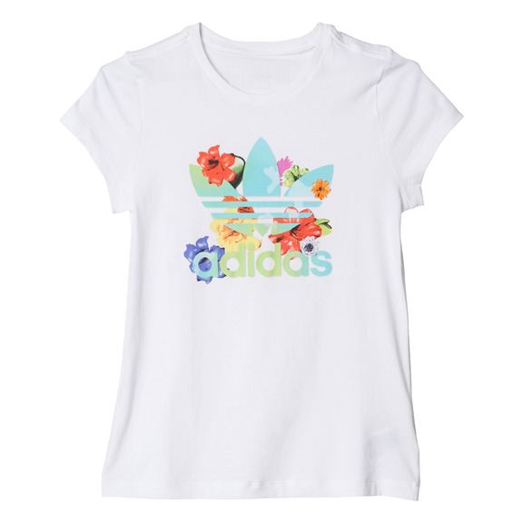 Adidas Originals Flower Trefoil Logo J Tee (Weiß/Multicolor)