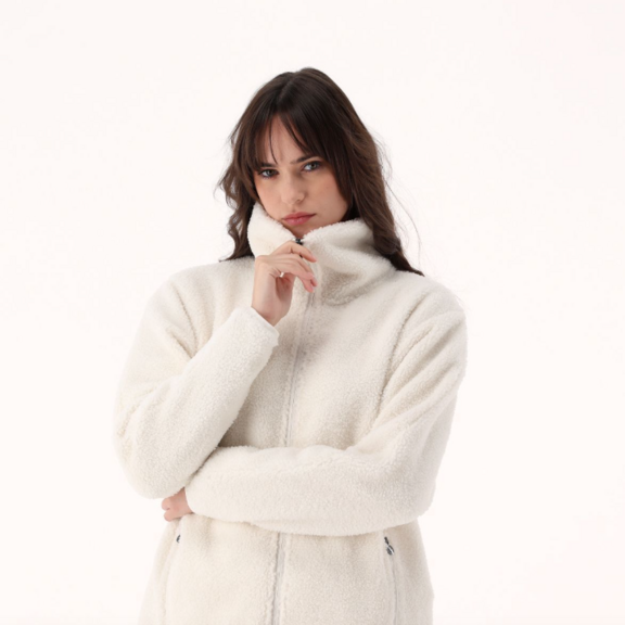 Campagnolo Women's faux fur teddy zip-up sweatshirt "Avorio"