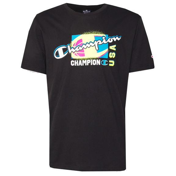 Champion Basketball Legacy Script Logo Spray Neon Tee "Schwarz"