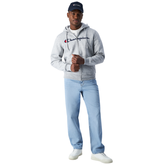 Champion bestickt Big Logo Fleece Full-Zip Hoodie "Light Grey"