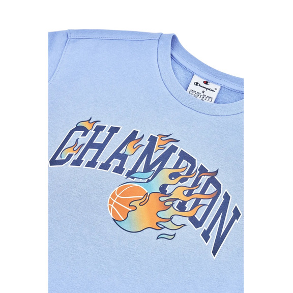 Champion Kids Basketball Flame Logo Crewneck Sweatshirt "Light blue"