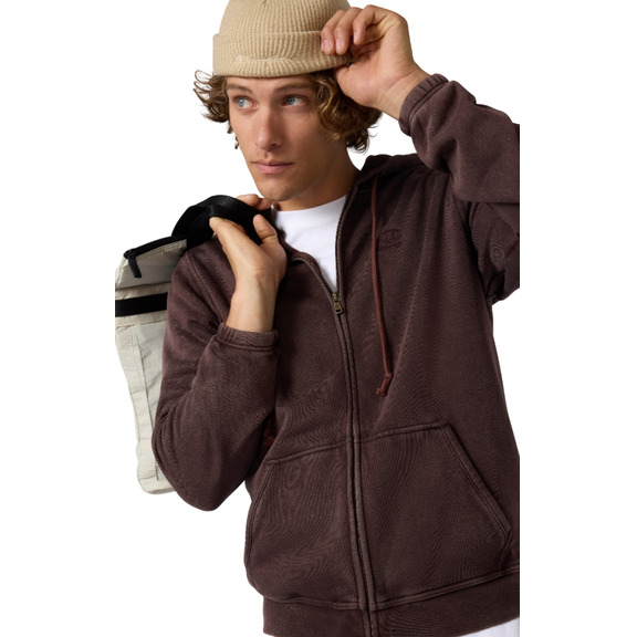 Champion Men’s Washed Fleece Full Zip Hoodie Icons "Brown"