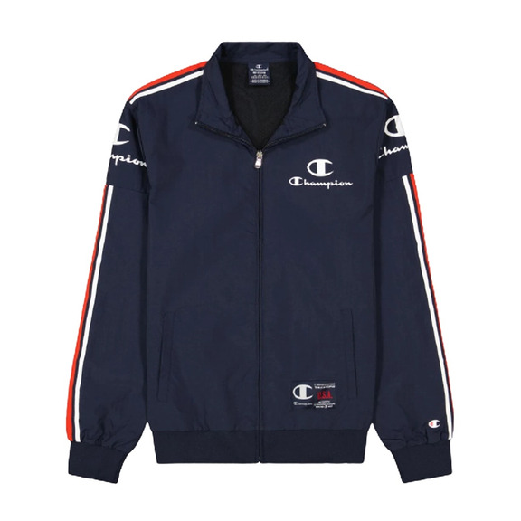 Champion Retro Basketball Nylon Full Zip Sweatshirt "Blue-Red"