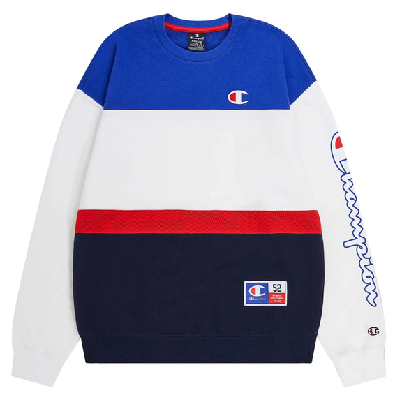Champion Sport Lifestyle Basketball Farbe Block Crewneck Sweatshirt Logo C "White"