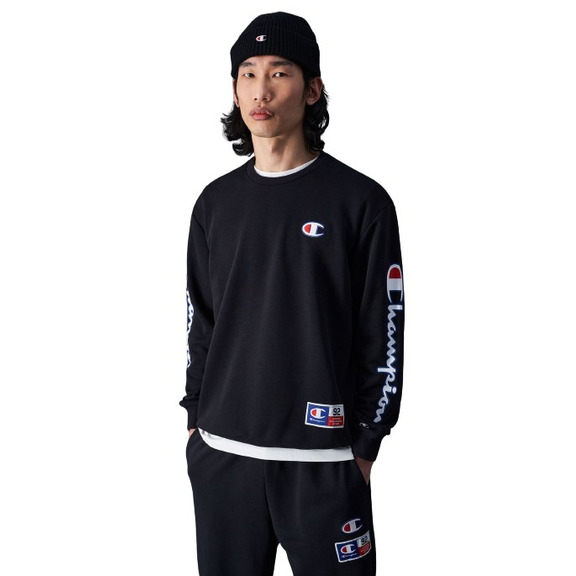 Champion Sport Lifestyle Basketball Crewneck Sweatshirt Logo C "Black"
