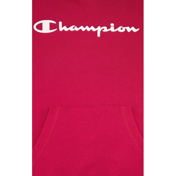 Champion Wn ́s Legacy Script Logo Drucken Baumwolle Terry Hoodie "Burgundy Red"