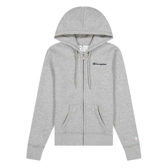 Champion Wn ́s Legacy Small Script Logo Print Zip-Up Hoodie "Gray"