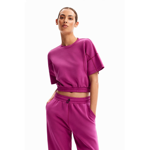 Desigual Baggy Cropped Sport T-Shirt "Blackberry Rose"