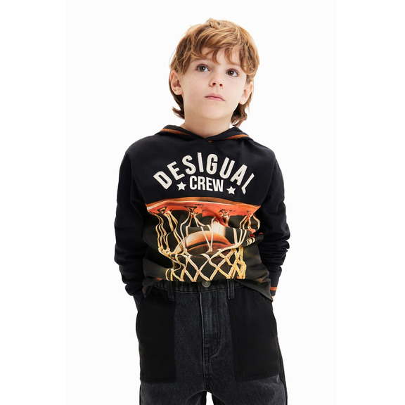 Desigual Basketball Kapuzen T-Shirt "Black"