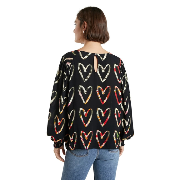 Desigual Loose Crepe Herzen Bluse