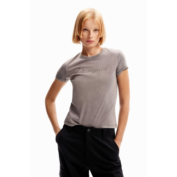 Desigual Slim Strass T-Shirt "Gray"