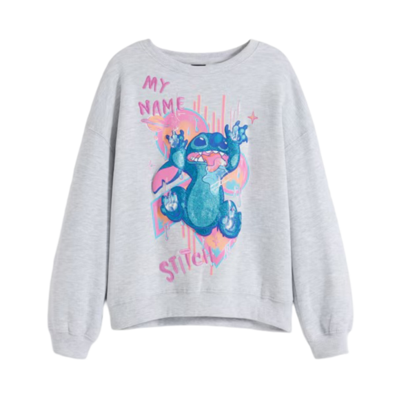DESIGUAL SWEAT MY NAME STITICH  "GREY GLITTER"