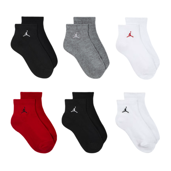 Jordan Kids JDB Everyday Essentials Ankle 6 PPack Socks "Gym Red"