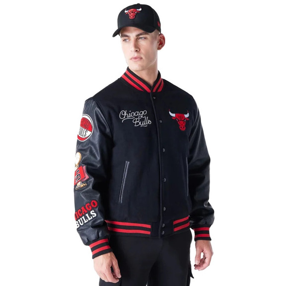New era NBA Chicago Bulls Patch Varsity Jacket "Black"