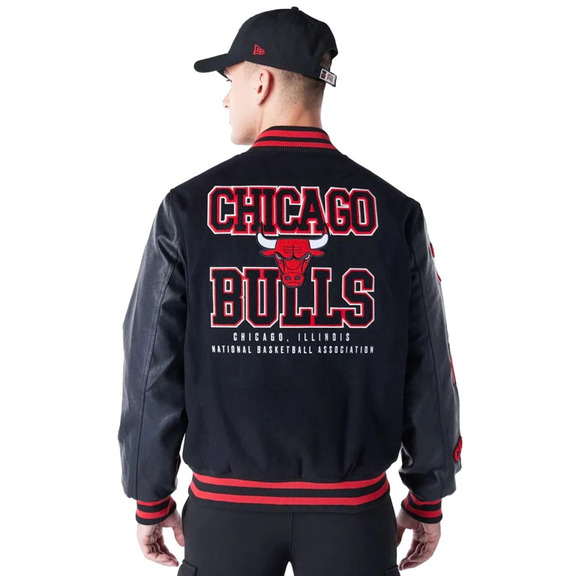 New era NBA Chicago Bulls Patch Varsity Jacket "Black"